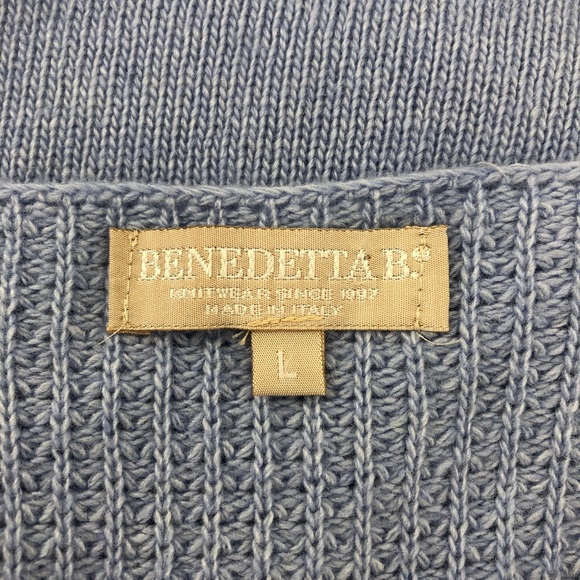 Benedetta B. Light Blue Knit Crew Neck Sweater, Size L - Picture 6 of 8